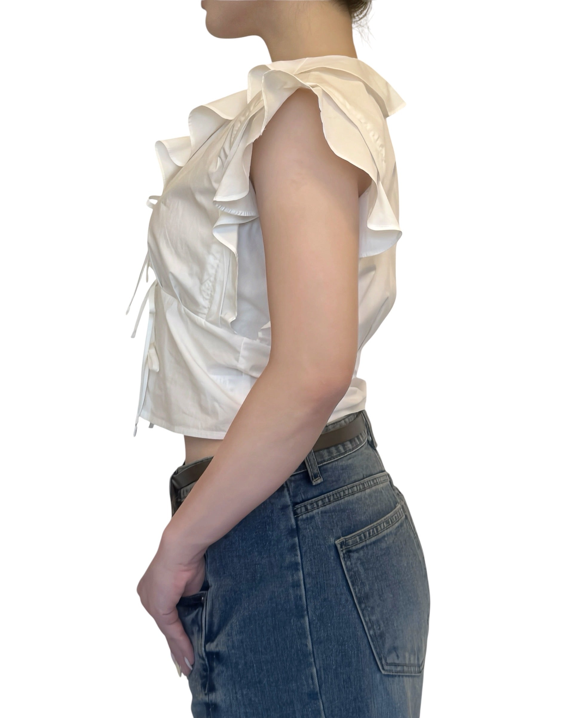 荷葉領綁帶 Crop Top