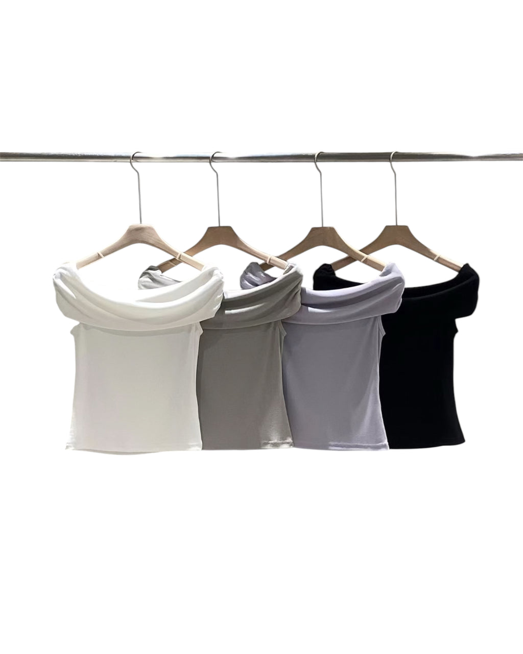 Luna Off‑Shoulder Top
柔霧一字領上衣
