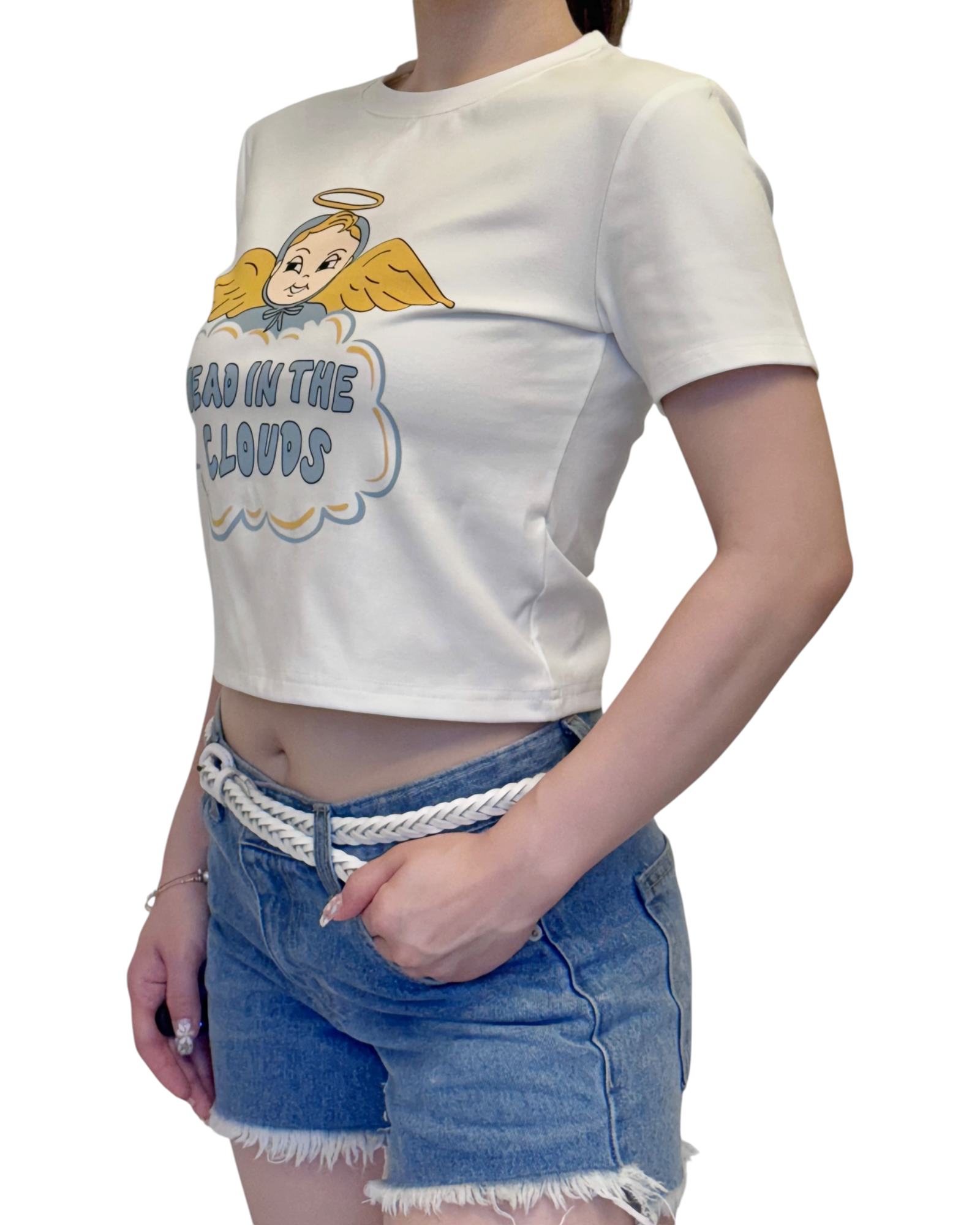 HEAD IN THE CLOUDS 天使 Crop Tee