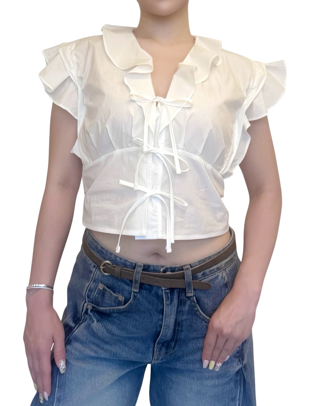 荷葉領綁帶 Crop Top