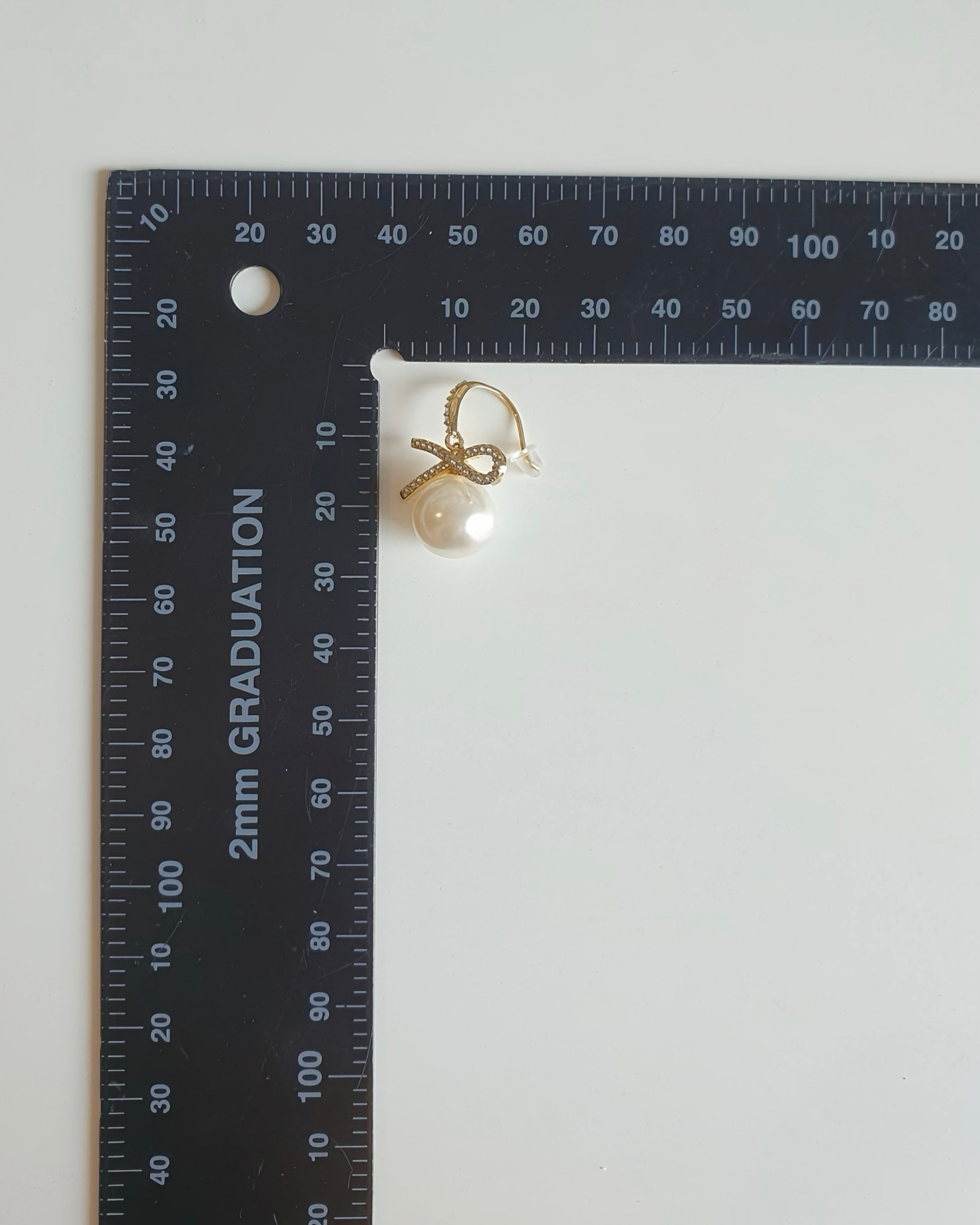 Golden Ribbon Pearl Drop Earrings