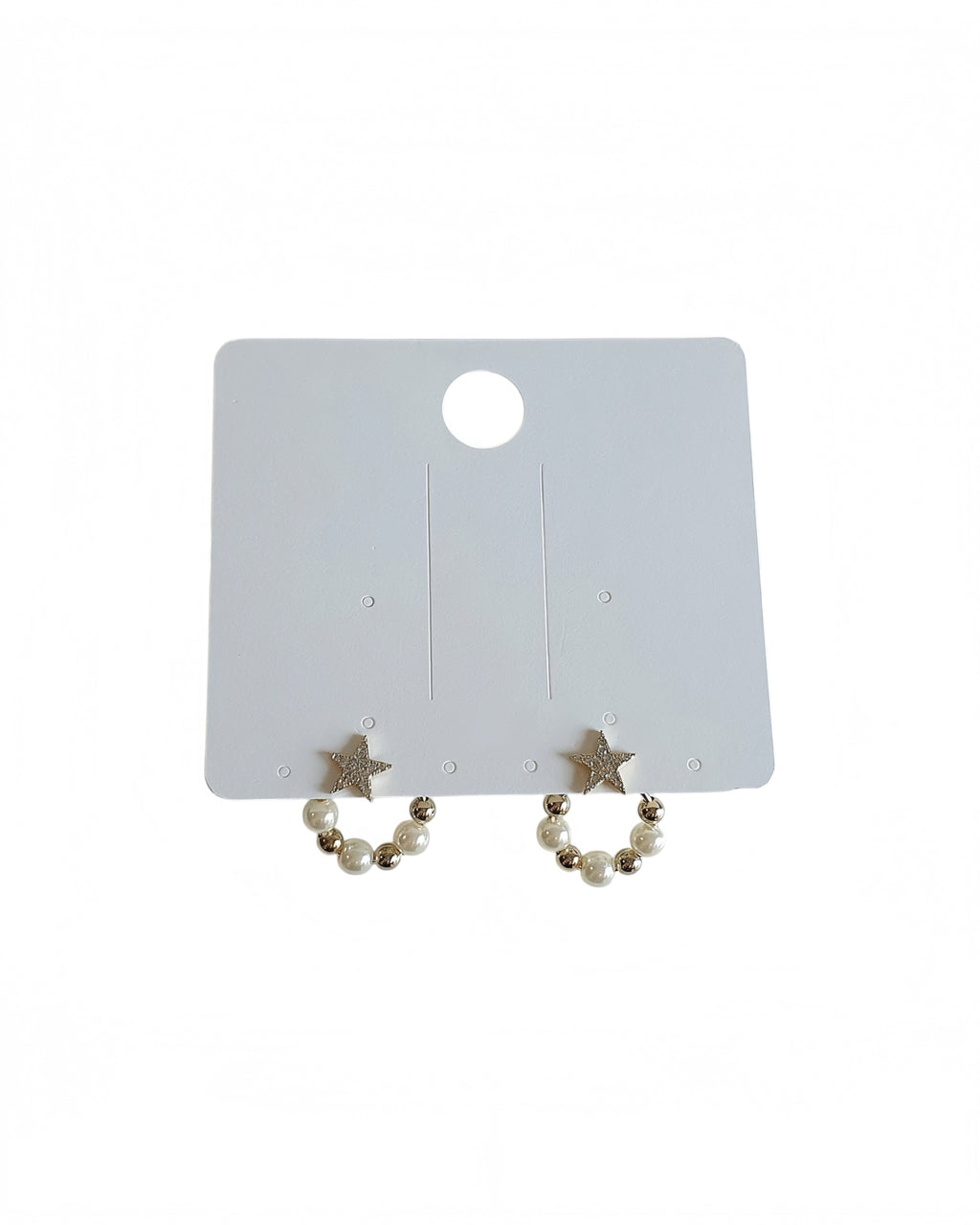 Golden Star Pearl Hoop Earrings