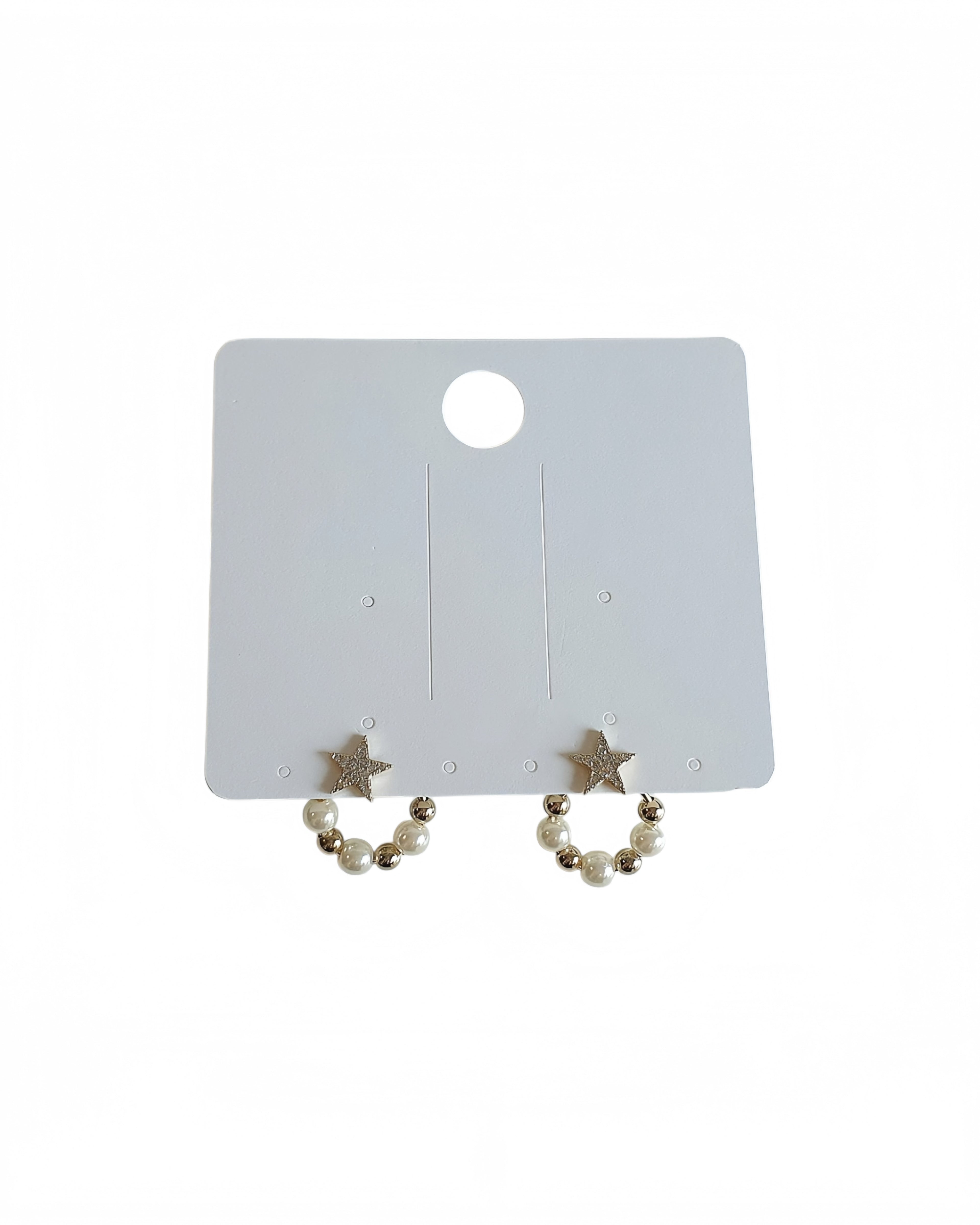 Golden Star Pearl Hoop Earrings