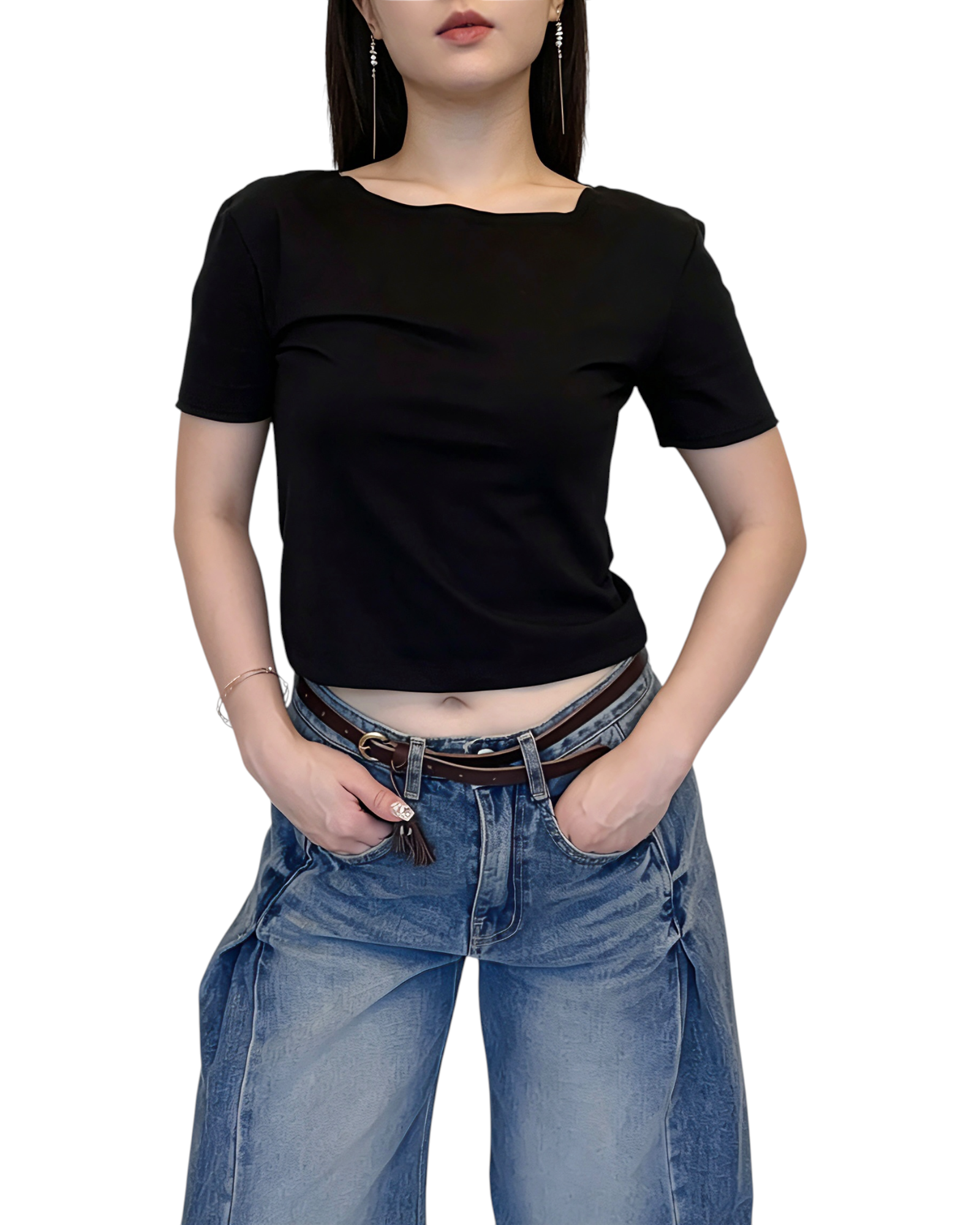 寬領修身 Crop Top