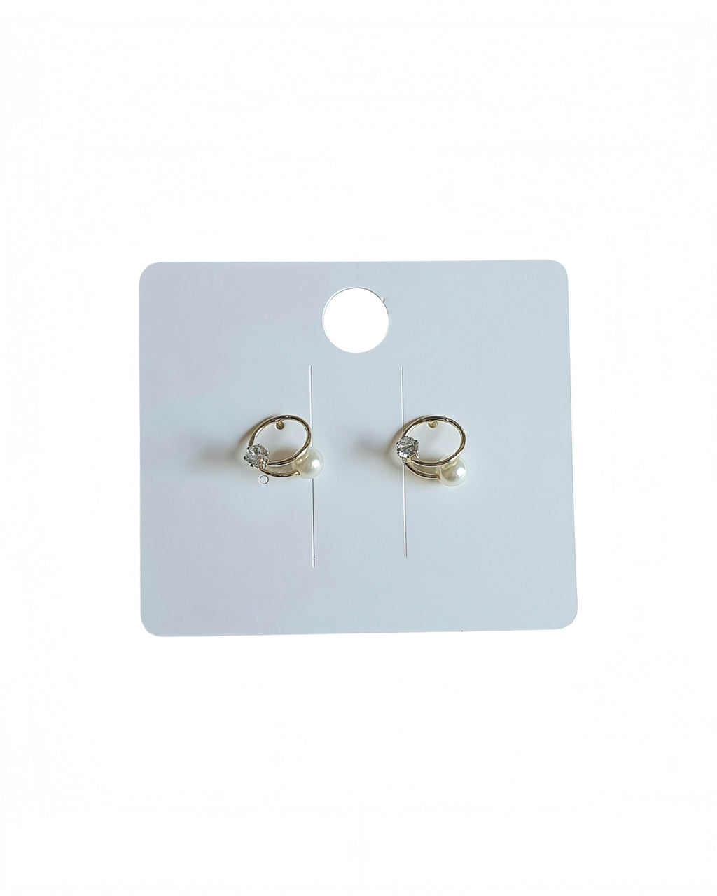 Crystal Pearl Circle Stud Earrings