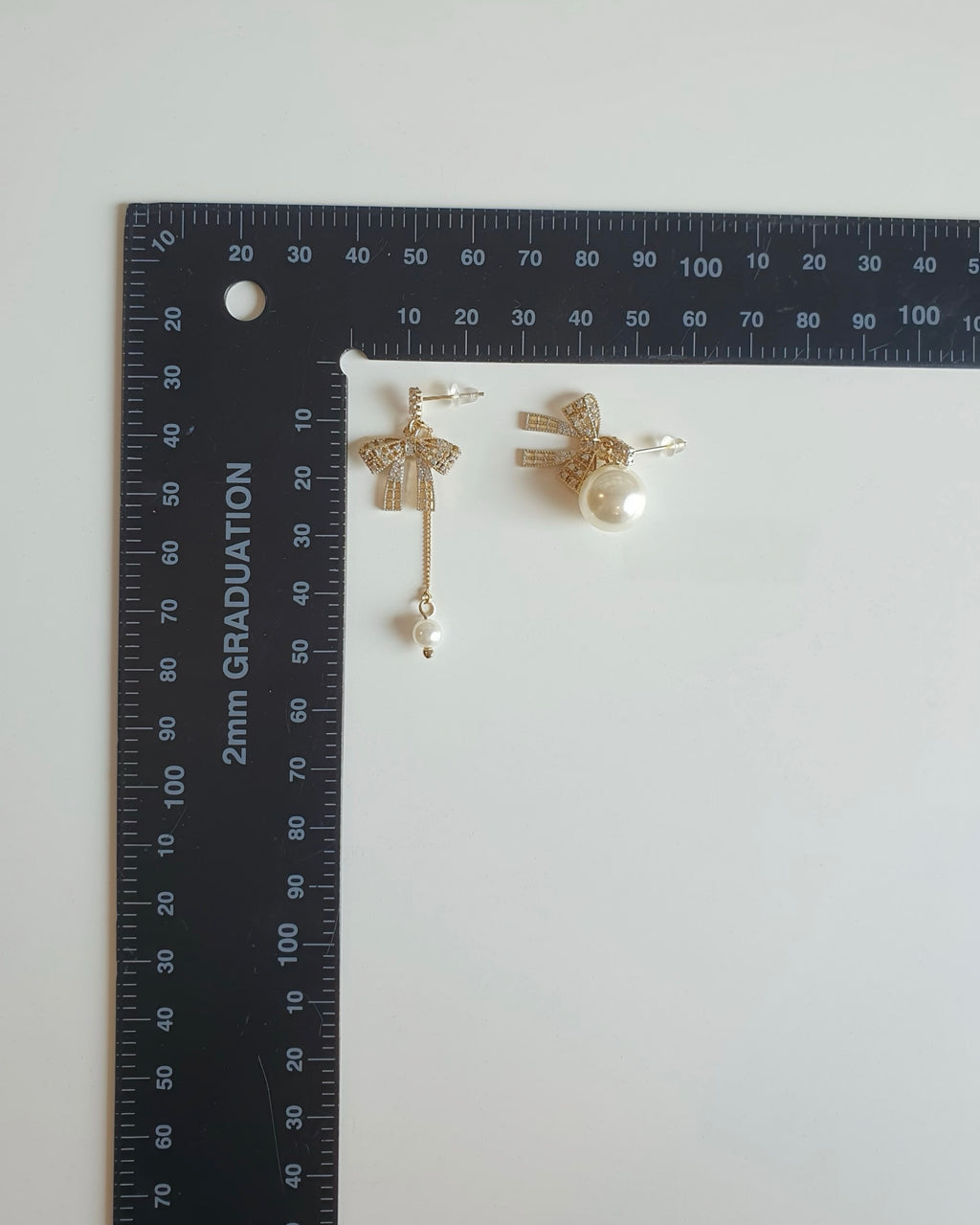 Golden Ribbon Pearl Earrings