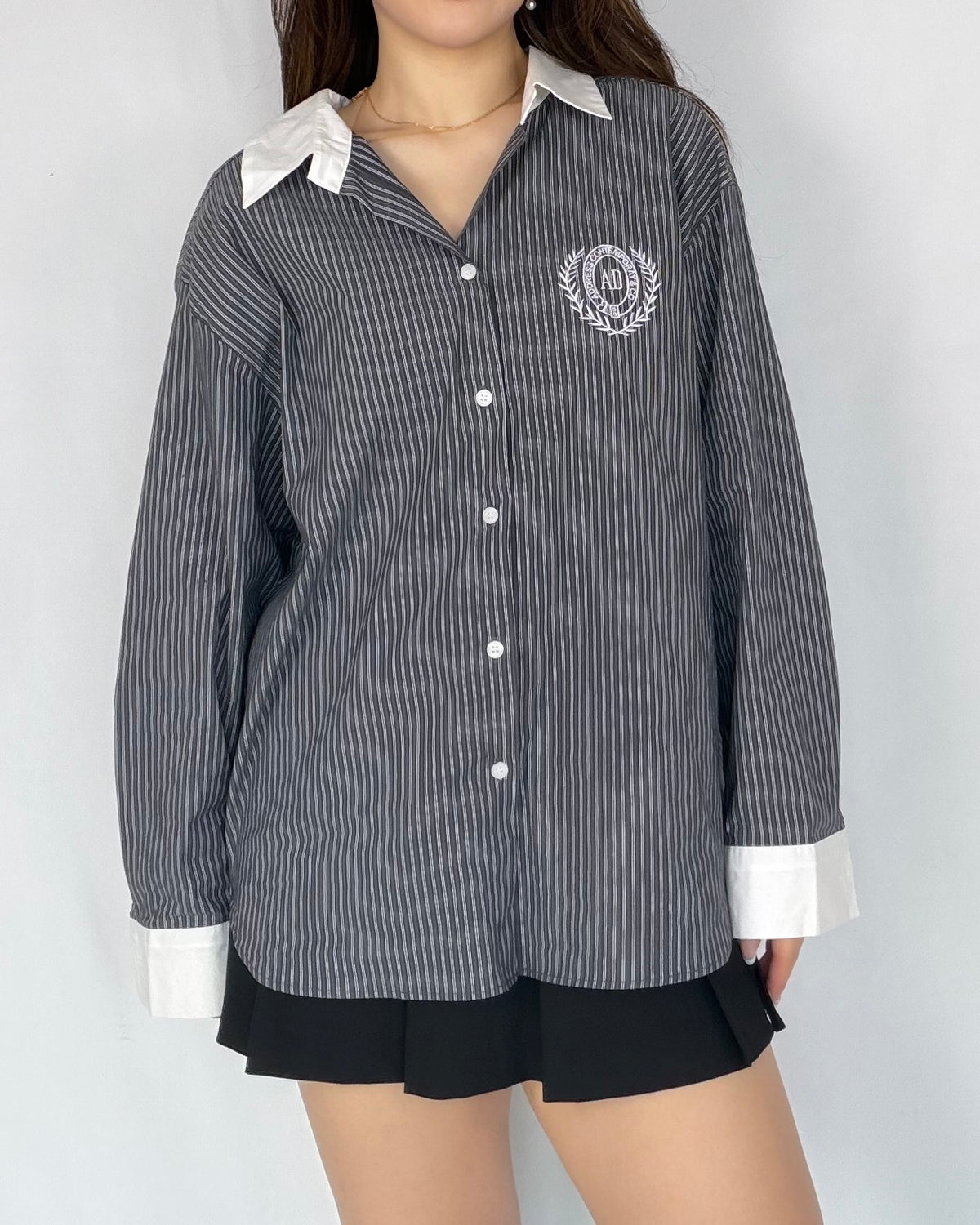 Preppy Contrast Stripe Shirt
學院風撞色條紋襯衫