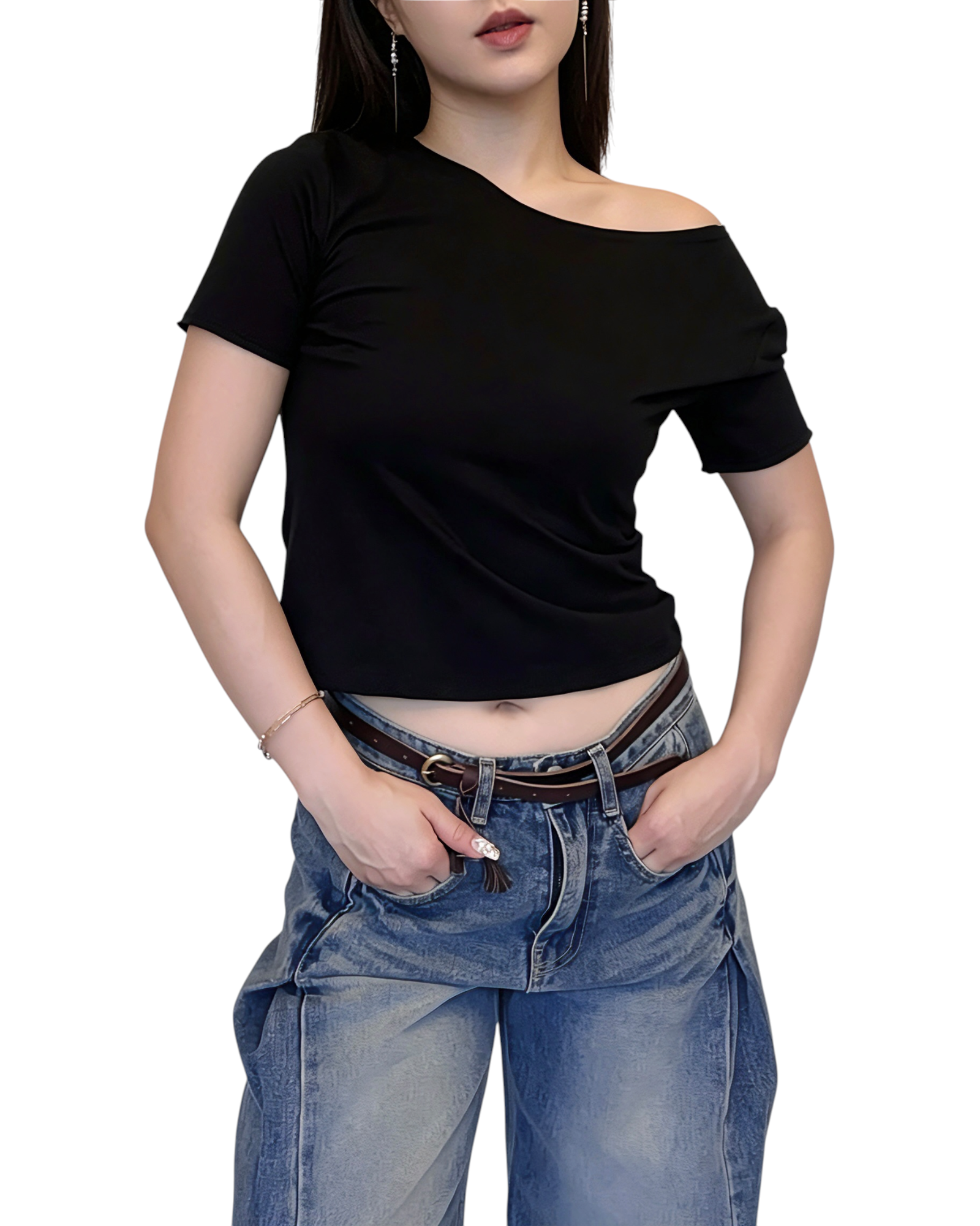 寬領修身 Crop Top