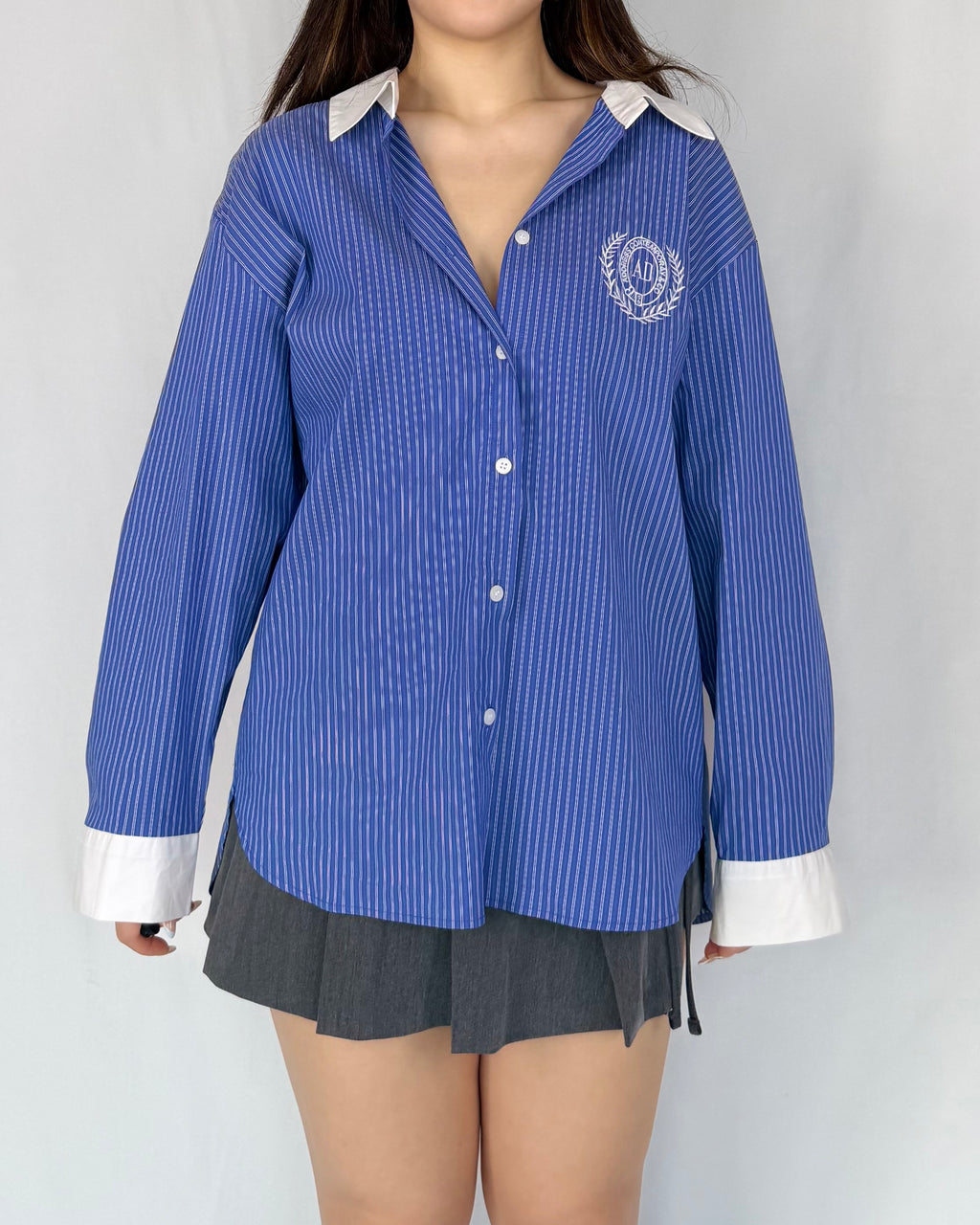 Preppy Contrast Stripe Shirt
學院風撞色條紋襯衫