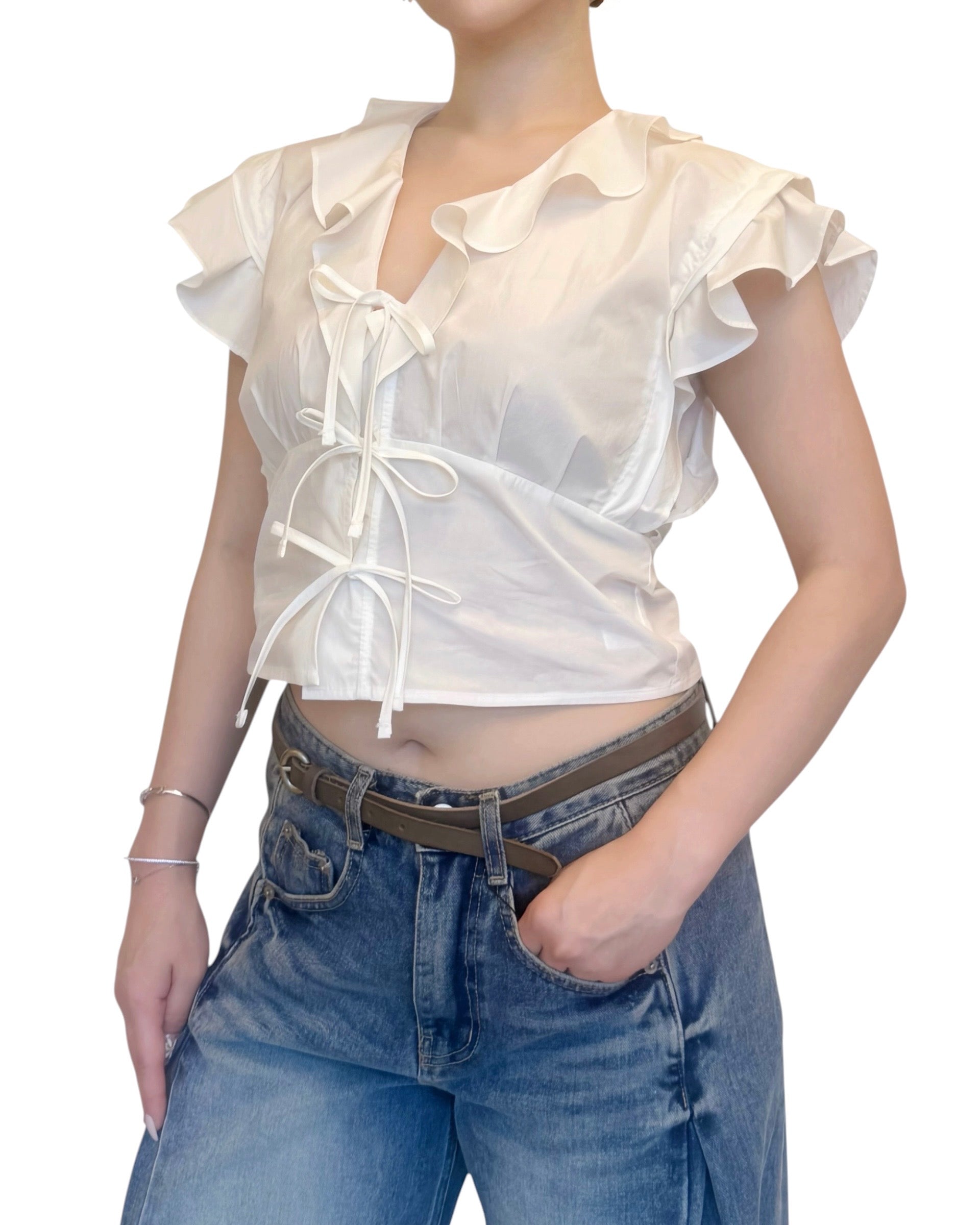 荷葉領綁帶 Crop Top