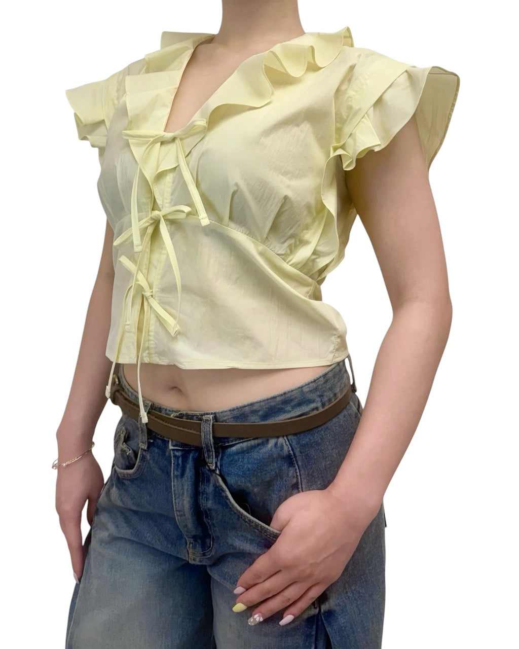 荷葉領綁帶 Crop Top