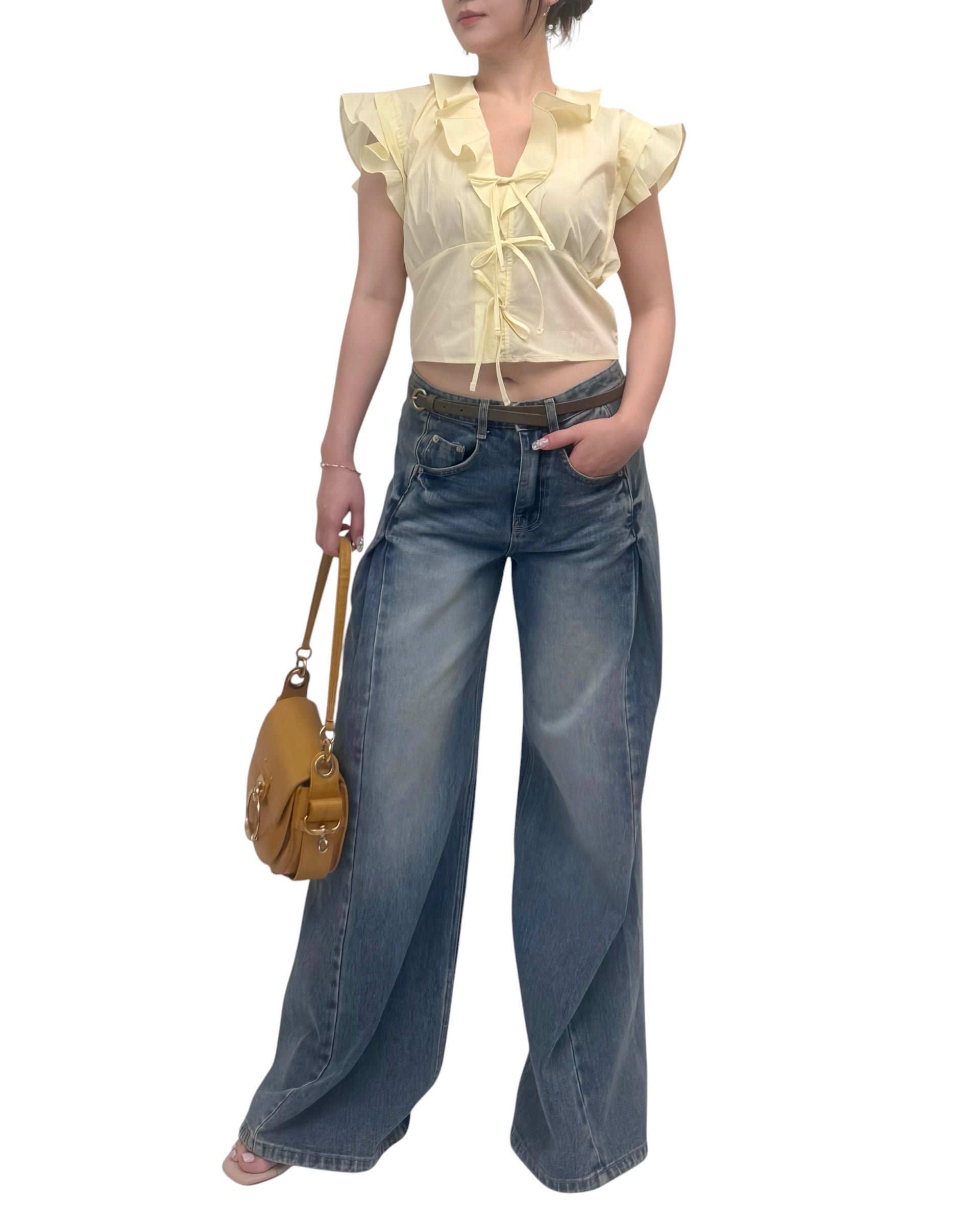 荷葉領綁帶 Crop Top