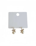 Golden Ribbon Pearl Drop Earrings