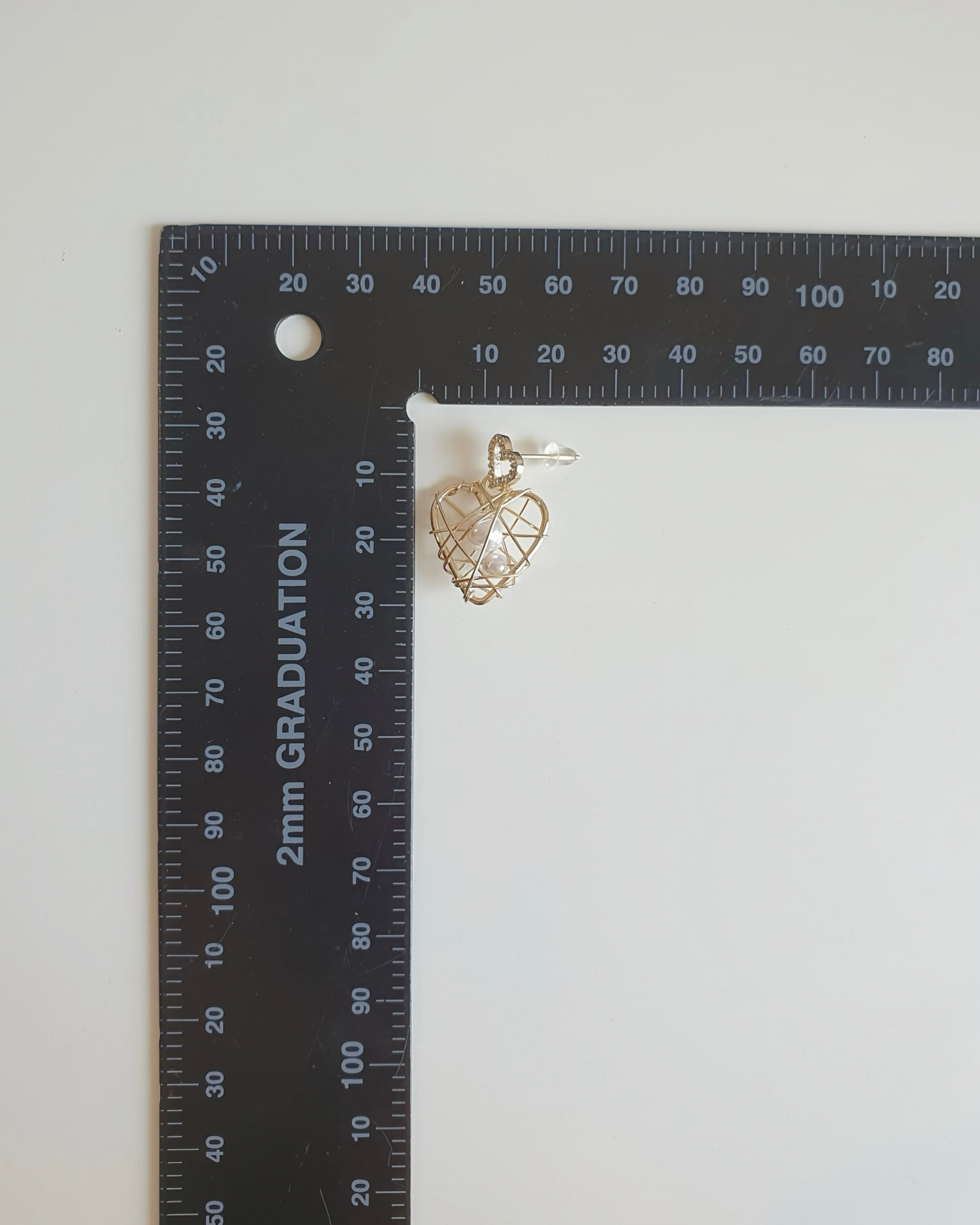 Golden Pearl Heart Drop Earrings