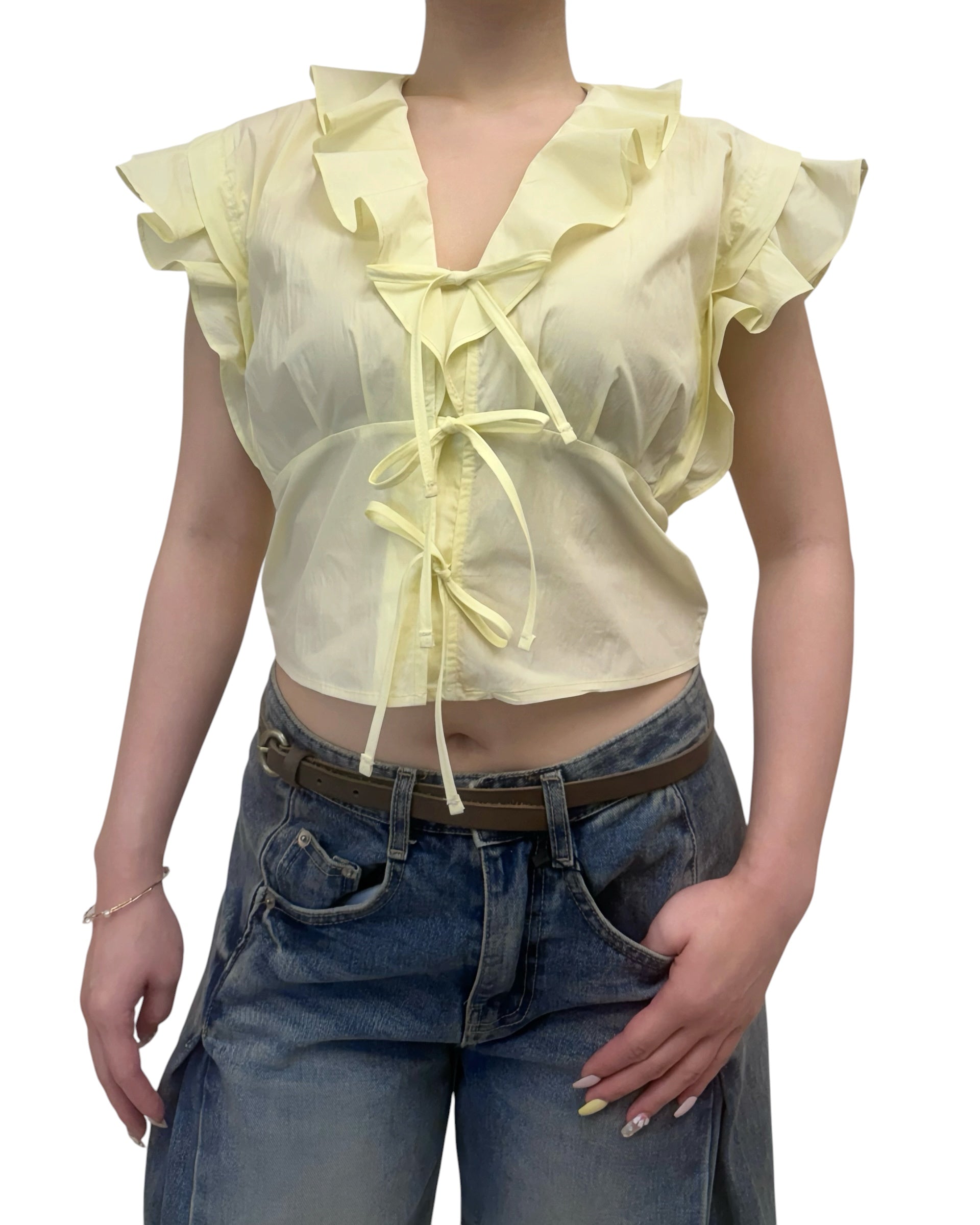 荷葉領綁帶 Crop Top