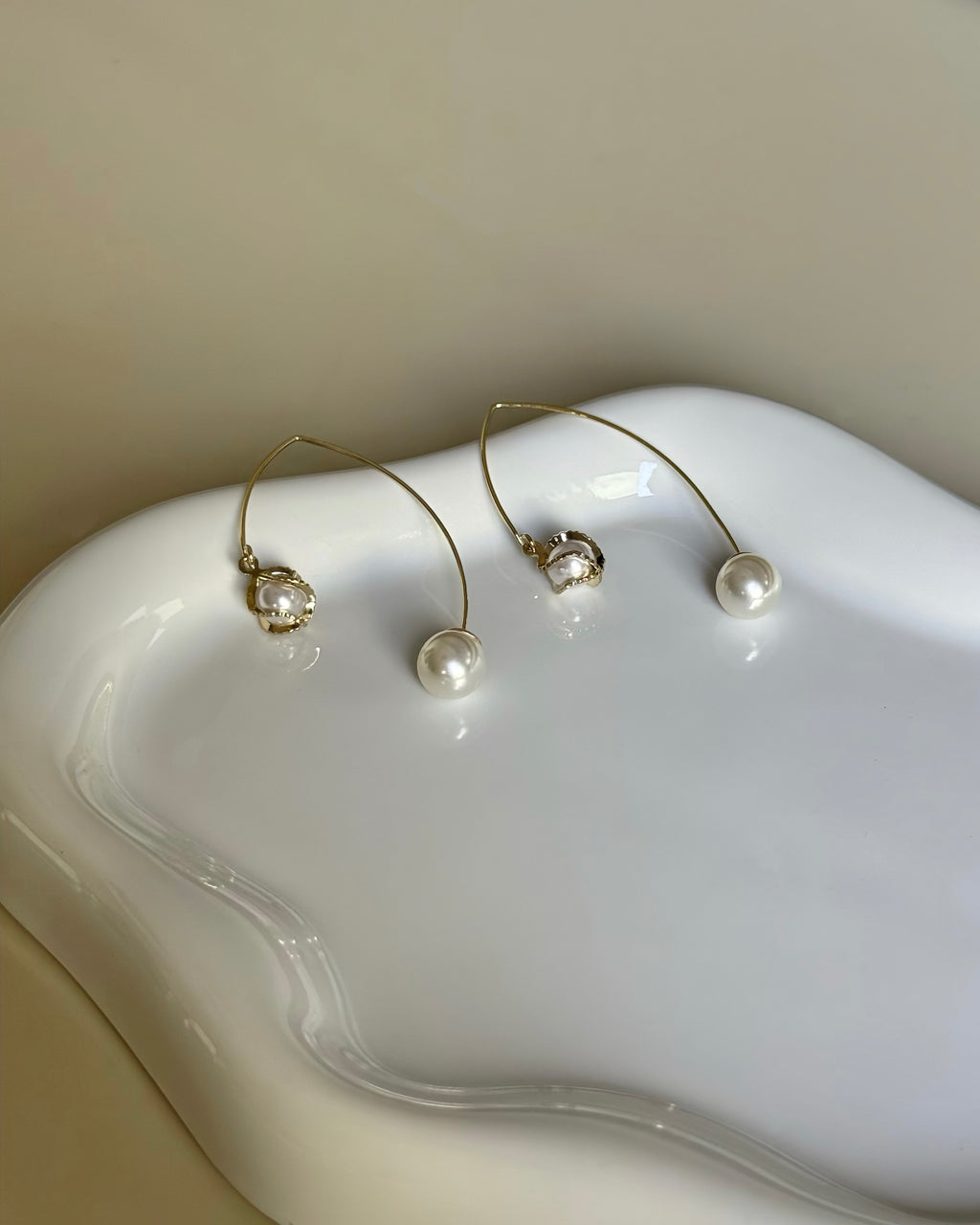 Celestial Pearl Arc Drop Earrings